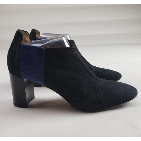 Aquatalia Vale Stretch Ankle Boot Womens 7.5 Black Suede Heeled Pull On Italy - Picture 2 of 15